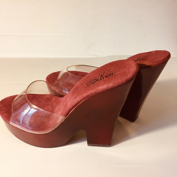 Hollywood Heels, Longoria Platform Shoes, Size 6, color Wine, New - Picture 2 of 8